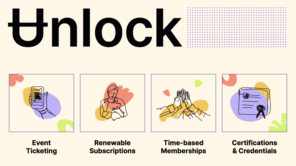Sponsorship graphic from Unlock Protocol that shares the technology's use cases.